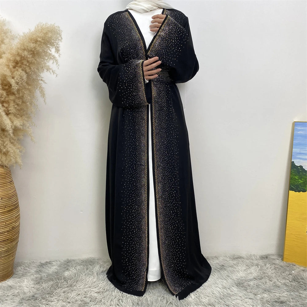 Ramadan Eid Dubai Open Black Muslim Kimono Abaya Damen Turkey Islam Abayas For Women Dress Kebaya Robe Femme Musulmane Kaftan.
