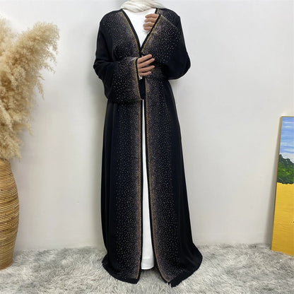Ramadan Eid Dubai Open Black Muslim Kimono Abaya Damen Turkey Islam Abayas For Women Dress Kebaya Robe Femme Musulmane Kaftan.