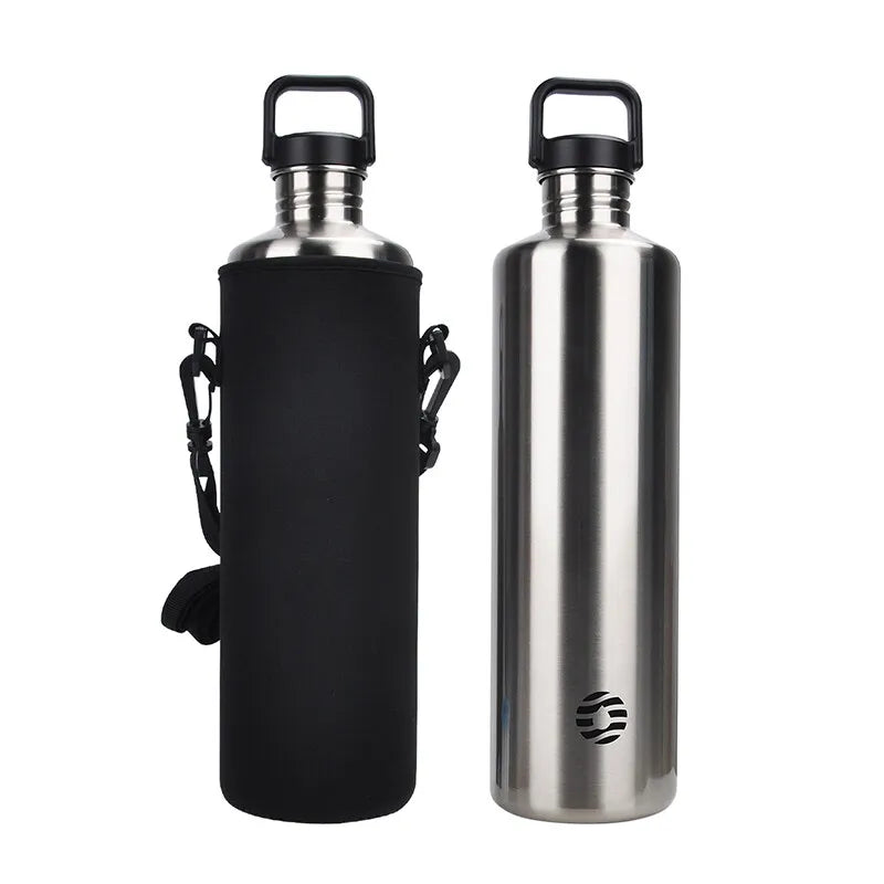 FEIJIAN Stainless Steel Water Bottle Portable Cycling Sports Bottle Leakproof BPA Free Large Capacity With Bottle Bag.
