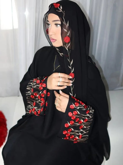 Muslim Women Dubai Abaya luxury embroidery Floral Long Dress Kaftan Flower Ramadan Robe Femme Islam African Dresses Kebaya.