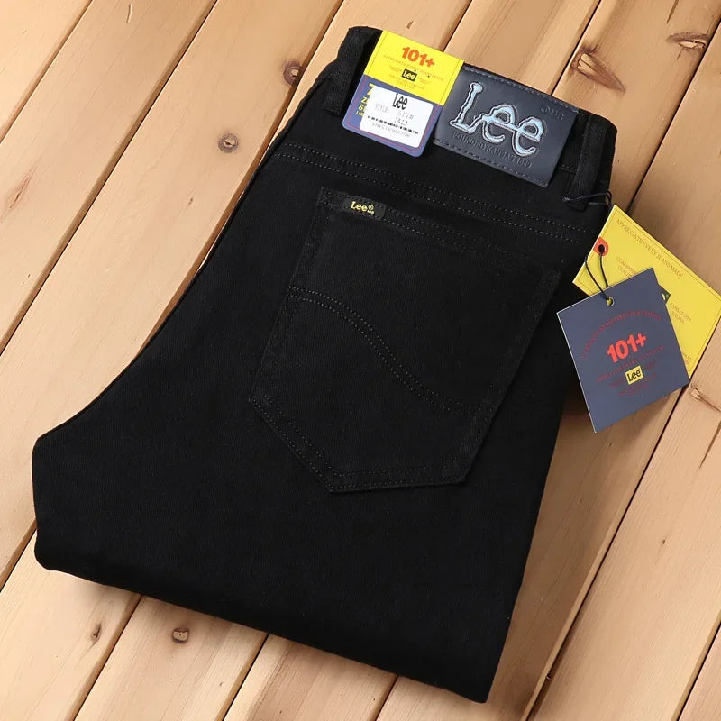 Lee Dex Jeans Herren Herbst/Winter Dicke, gerade Beine, lockere Passform, lässige Business-Hose, schlankmachend, glättet Ihre Silhouette-Hose