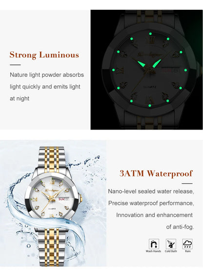 POEDAGAR Top Luxury Woman's Quartz Watch Waterproof Luminous Date Week Ladies Casual Watch Stainless Steel Elegant Women Watches.