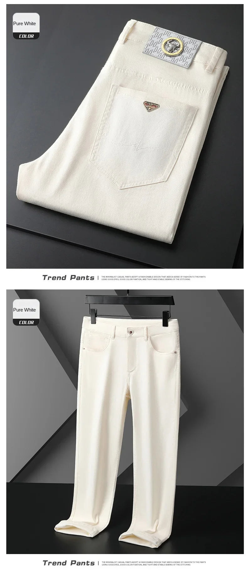 Seven-Color Stretch Jean Men's Trendy Wild Simple 97% Cotton High-End Slim-Fitting Small Straight Casual Men's Clothing Trousers.