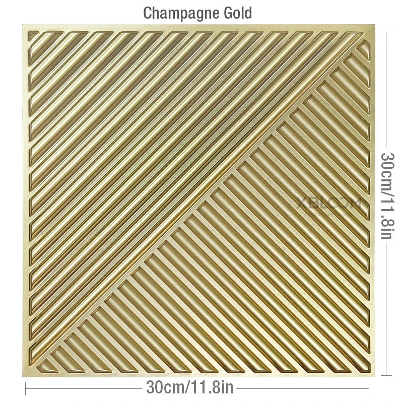12pcs 30x30cm Champagne Gold color 3D Wall Panel gold luxurious 3D Wall Sticker Wedding party Wood grain Waterproof Wallpaper