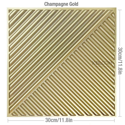 12pcs 30x30cm Champagne Gold color 3D Wall Panel gold luxurious 3D Wall Sticker Wedding party Wood grain Waterproof Wallpaper