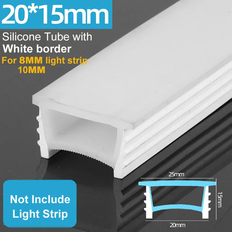 1M-10M Embedded LED Neon Rope Tube Black White Soft Recessed Silicone Diffuser Channel For 5050 COB Flexible Ribbon Strip Light