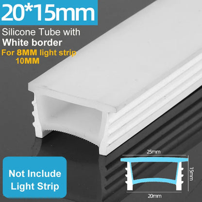 1-5M Recessed White Silicone Tube Border Led Neon Flexible Channel Holder Easy Install Waterproof Dustproof DIY Special-shaped.