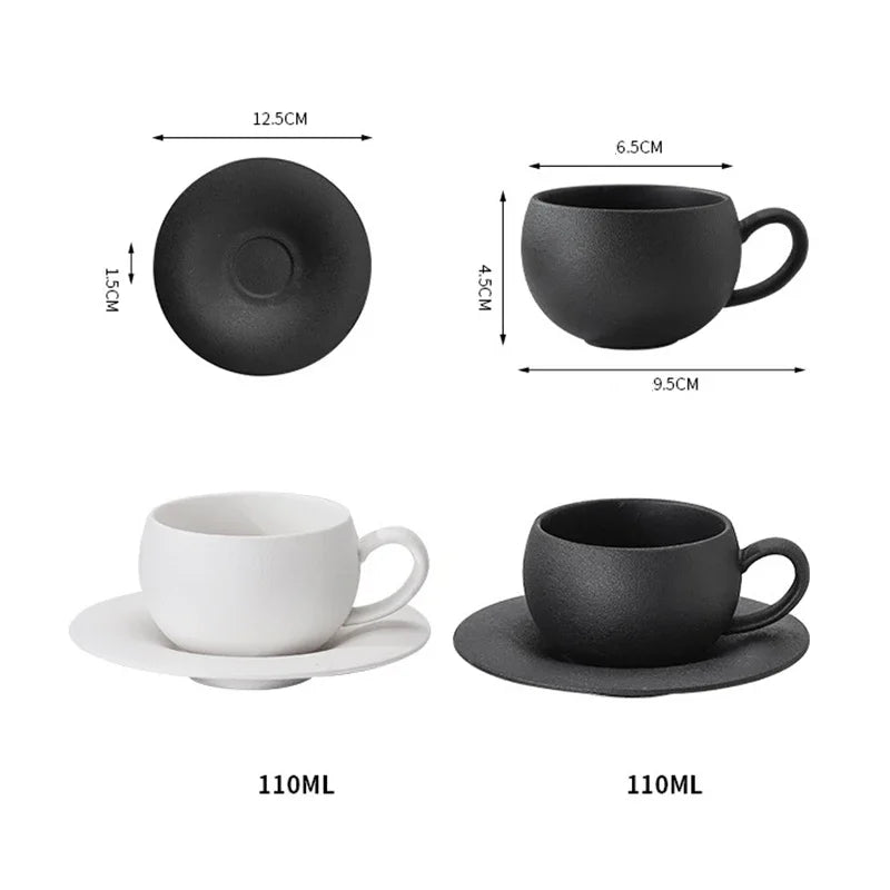 110/280ML Retro Coffee Cup and Saucer Burnt Stone Pattern Ceramic Mug Exquisite Afternoon Tea Cup Water Cups Gift Cup and Saucer.