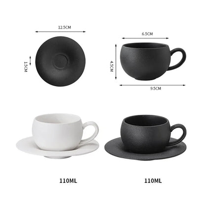 110/280ML Retro Coffee Cup and Saucer Burnt Stone Pattern Ceramic Mug Exquisite Afternoon Tea Cup Water Cups Gift Cup and Saucer.