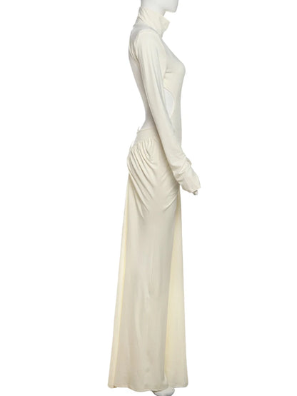 Kliou Raffen Mantel Frauen Maxi Kleider High Street Klassische Volle Hülse Gerade Schulter Backless Vestidos Mujer Abend Tragen