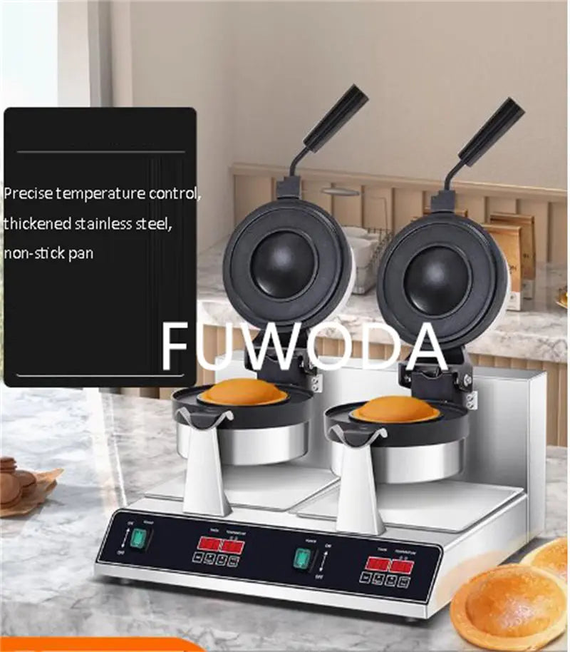 Digital Display Double-Headed UFO Burger Waffle Donut Machine Stainless Steel Hot Sale Electric Ice Cream Waffles Burger Maker.
