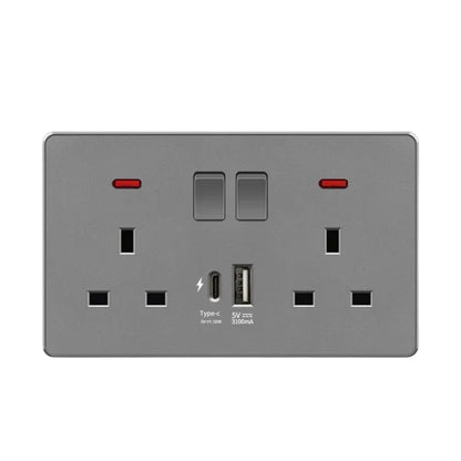 18 W Typ-C-Stecker, Schnellladung, UK 13 A USB-Wandsteckdose, Steckdose mit 3,1 A USB C, universelles Dual-5-Pin-Steckdosenpanel