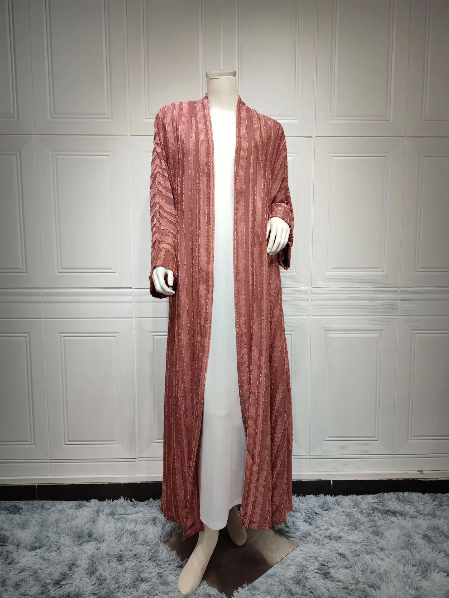Uni Fashion Muslim Kimono Abaya Solid Striped Retro Ethnic Cardigan Robe Dubai Middle Eastern Saudi Arabia Eid Clothes 2025