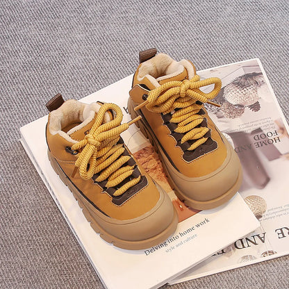 Winter Plush Boots For Children PU Leather Waterproof Boy's Warm Cotton Shoes Thick Warm Platform Teenager Kid's Snow Boots