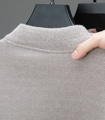 Luxury high-end round neck sweater men's winter trend brand embroidered Korean version casual plush warm thick knitted pullover