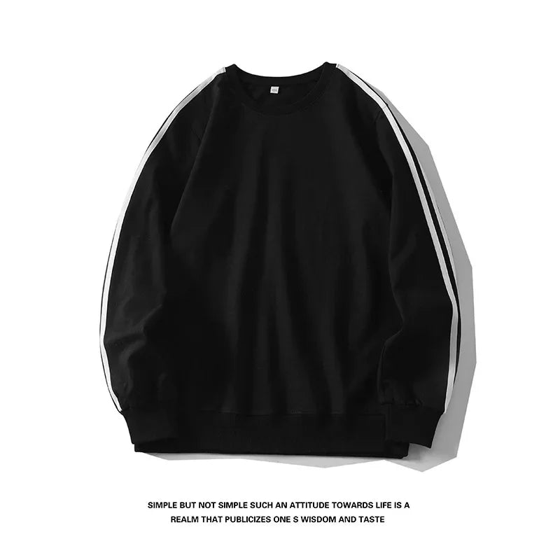 Autumn Winter round Neck Sweatshirt Men Loose Sports American Casual Cotton Fleece Versatile Comfortable Men's Set.