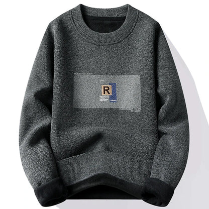 Men's Fleece Lined Pullovers Fashion Sweaters Autumn Winter Jumpers Fashion New Jersey Men's Clothes.