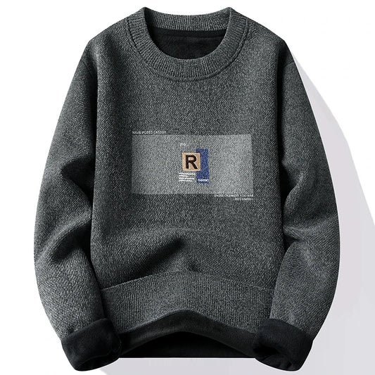 Men's Fleece Lined Pullovers Fashion Sweaters Autumn Winter Jumpers Fashion New Jersey Men's Clothes.