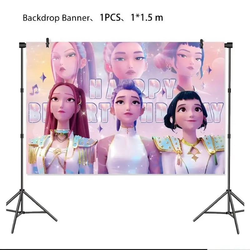 Kpop Demon Hunters Birthday Decorations Kpop Demon Hunter Birthday Theme Party Favors Supplies Plates Cup Balloons Backdrop Gift