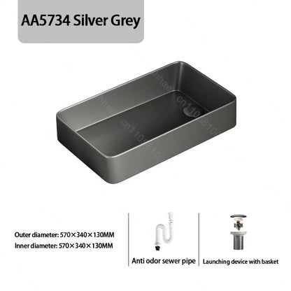 Luxuriöses Keramikgefäßwaschbecken, quadratisches Badezimmerwaschbecken, Arbeitsplatte, Kunstwaschbecken für Waschtischplatte, Keramik-Badezimmerwaschbecken für den Heimgebrauch