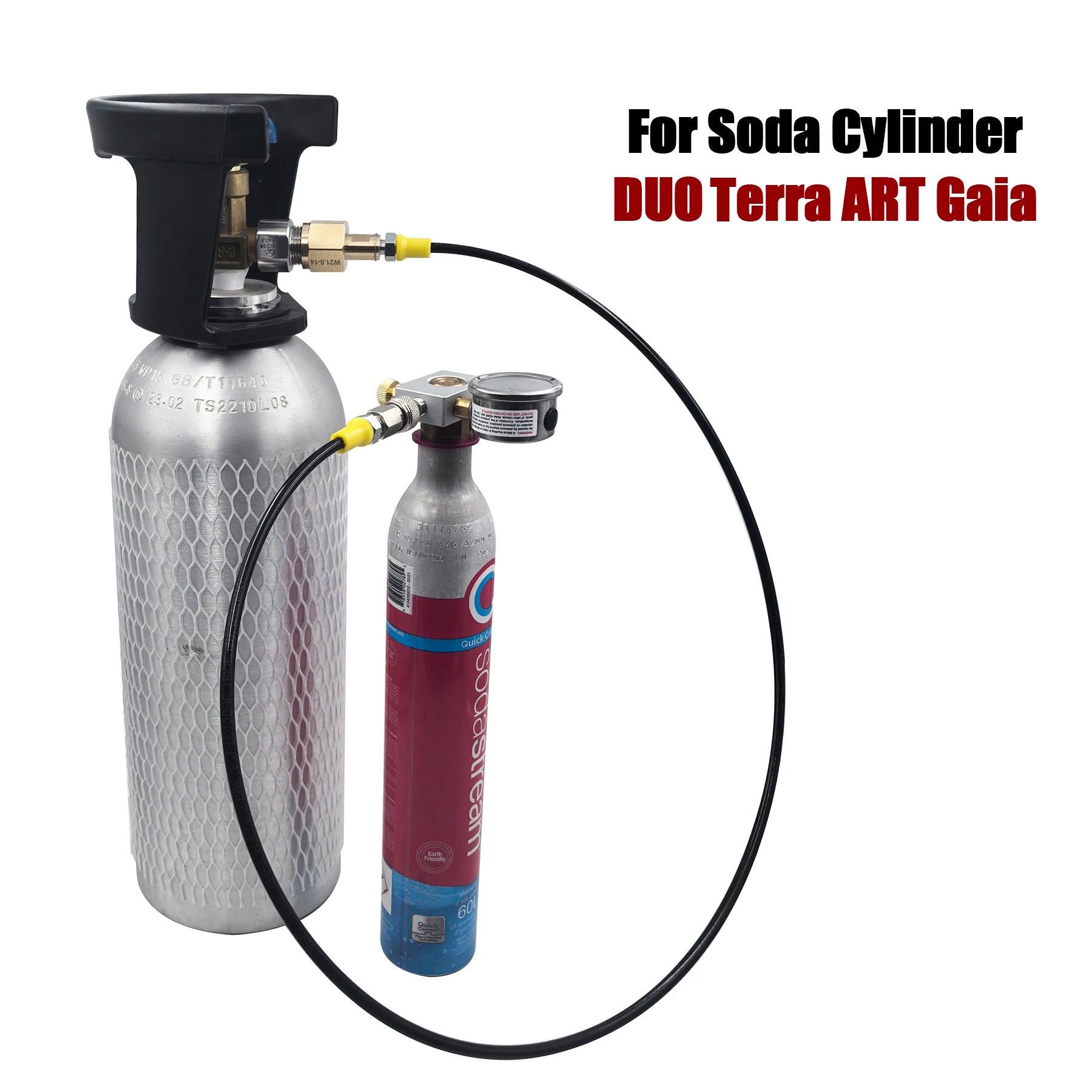 CO2 Cylinder Refill Fill Station Adapter Fit Soda Water Machine Terra, Gaia, DUO, ART Carbon Dioxide Pink Bottle Quick Connect.