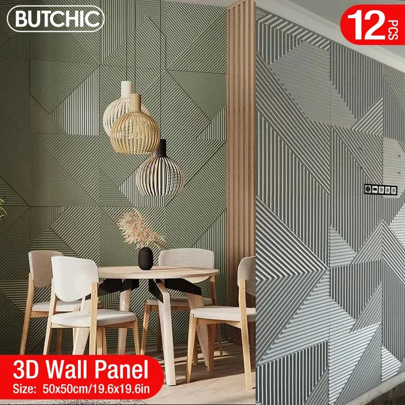 12pcs 50x50cm Stiker dinding 3d, dekorasi rumah panel dinding 3d, non-self-adhesive Kayu ukir berlian geometris potongan seni 3d