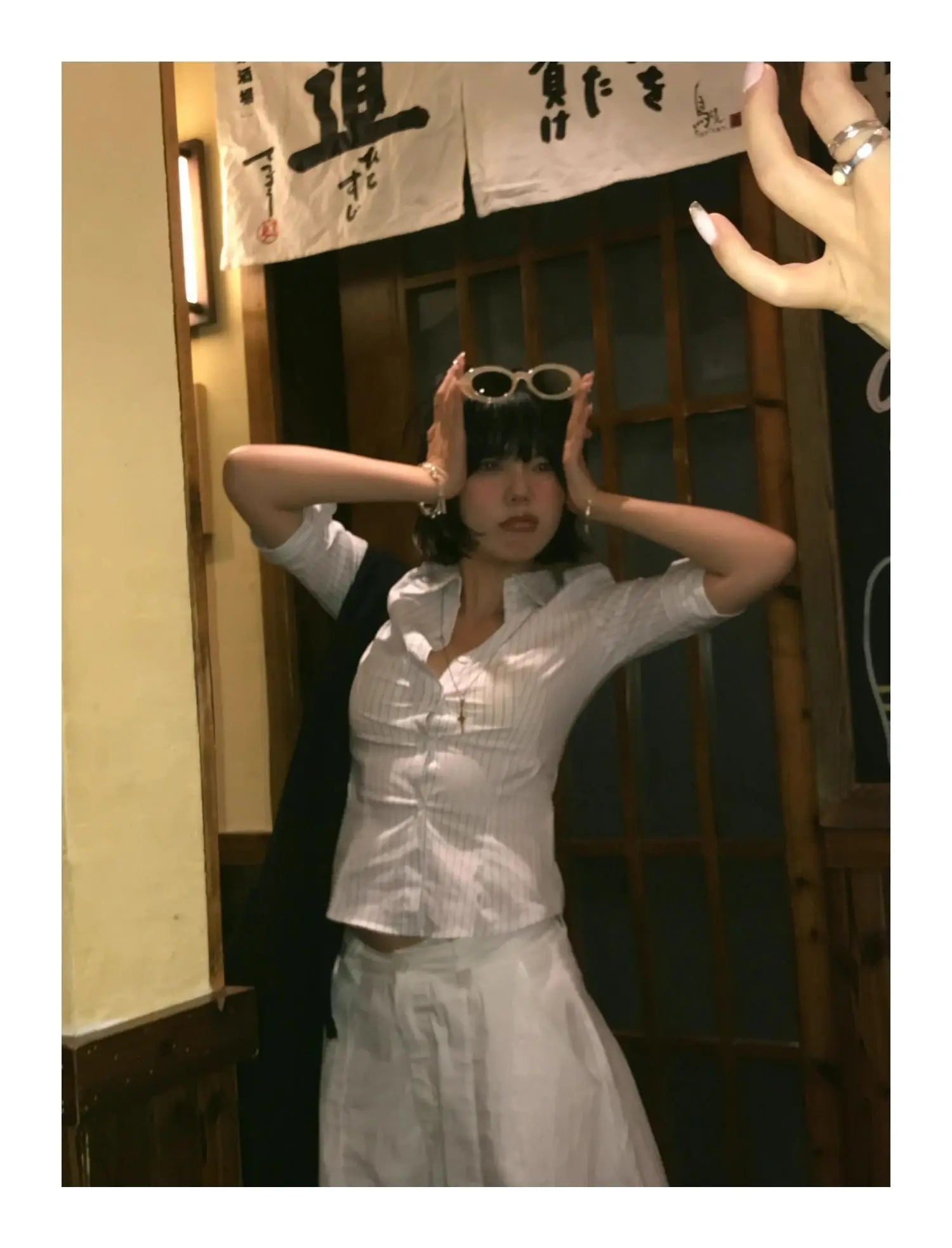 Genayooa Korean Style Casual Shirt Women Three Quarter Striped Shirts 2000s Japanese Y2k Vintage Tops Slim Retro Shirts Summer.