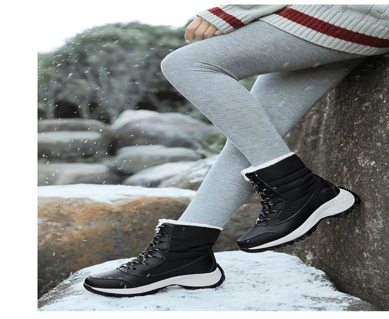 Women's Boots Lightweight Fur Boots Ankle Heels Winter Shoes Woman Fashion White Platform Botas Mujer Snow Boots Winter Footwear