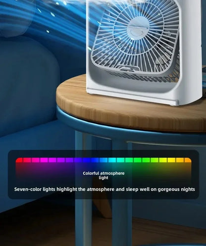 Portable Mini Fan 3 in 1 Cooler Home House LED USB Desk Bedroom Indoor Air Conditioner Humidifier Fans Summer Cool Living Room.