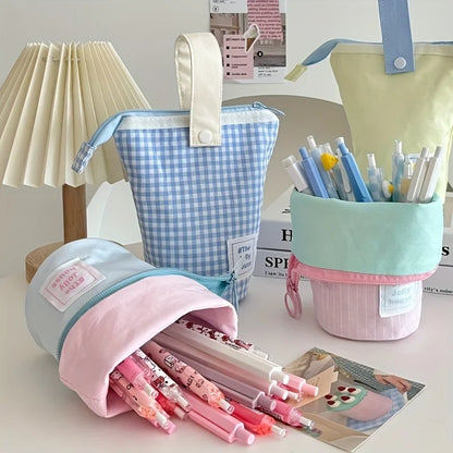 Jolly House Federmäppchen mit großem Fassungsvermögen, Schreibtisch-Organizer aus Stoff mit Reißverschluss, Stifthalter für Schule, Büro, Reisen.