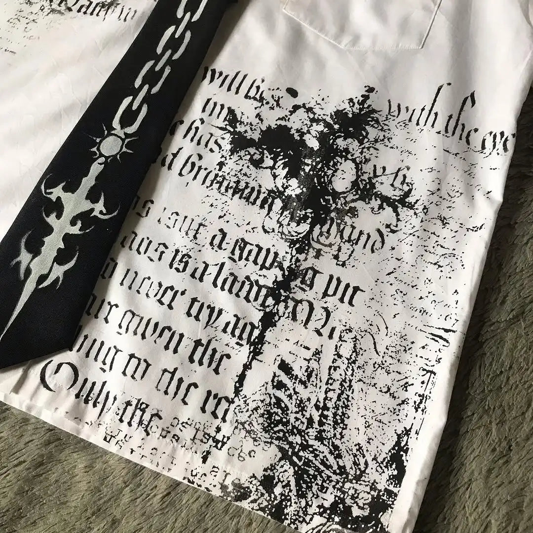 Y2K Black Shirt Affliction Retro T Shirt Harajuku Men Skull Holy Writ Letter Printing Tee Fashion Gothic Short Sleeves Tops.
