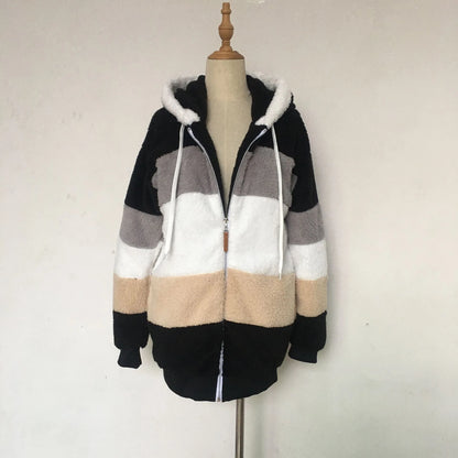 Übergroße Jacke für Frauen 2023 Neue Herbst Winter Warme Plüsch Tasche Mit Kapuze Streetwear Lose Dame Oberbekleidung Mantel Roupas Feminina