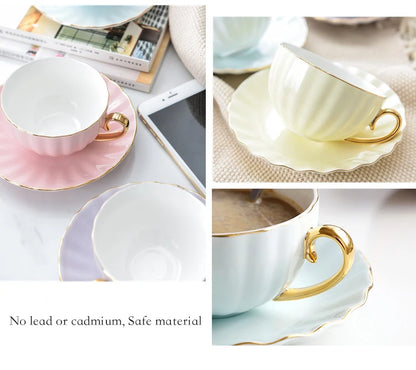 Pink Cute Creative Porcelain Cup And Saucer Ceramics Coffee Cup Simple Tea Sets Modern Design Home Flower Red Tea Cup.