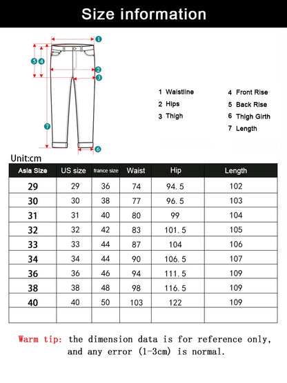 Wthinlee New Business Men's Jeans Casual Straight Stretch Fashion Classic Blue Black Work Denim Trousers Male Brand Clothing.