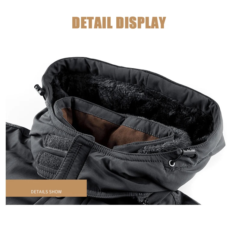 Thick Coat Winter Outdoor Running Sports Windproof Warm Fleece Hooded Cargo Jacket Men Removable Hood Thick Warm Fleece Jacket