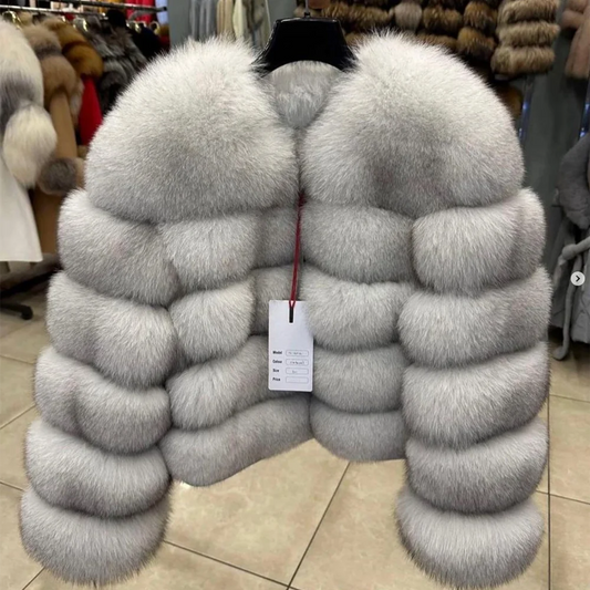 QUEENTINA Fuchspelzmantel Echt Winter Damen Neue Mode Flauschig 2025 Leder und Haut Weiße Kleidung Natürlich Neu in Mäntel und Jacken