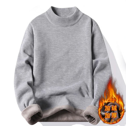 Knitwear Sweater New Autumn/Winter Mock Neck Sweatshirts Solid Color Pullovers Man Brand Casual Mens Clothing.