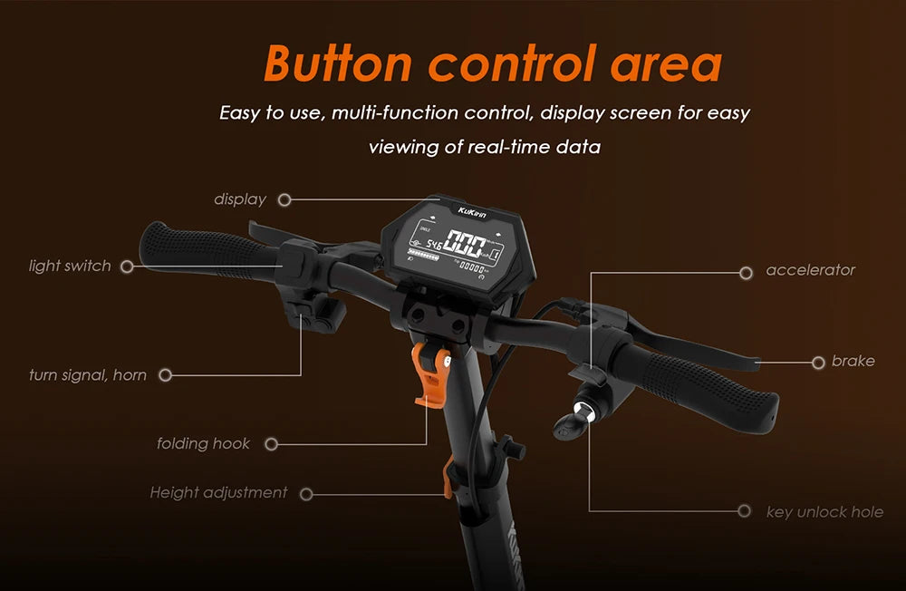 KuKirin G2 Max Electric Scooter 10 "Off-road Tire 1000W 55 Km/h Max Speed 48V 20.8Ah 70km Range Detachable Seat Adjustable Heigh.