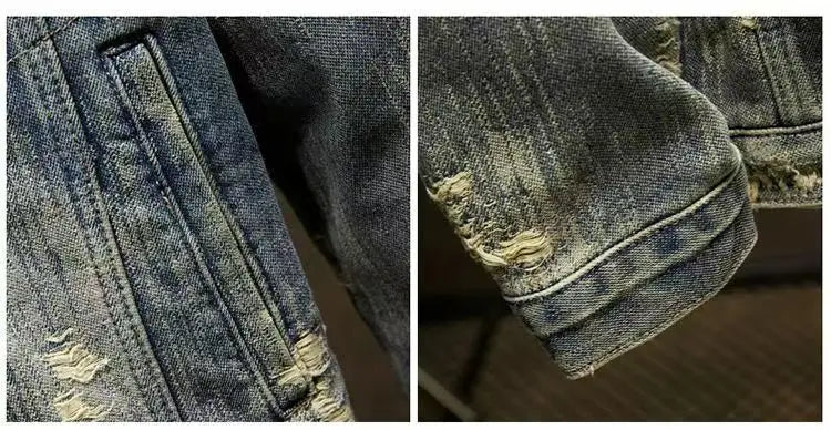 Spring Autumn New American Denim Coats Set Classic  retro Cowboy Jeans Trendy Two-Piece Sets Versatile Outerwear Casual Jacket.