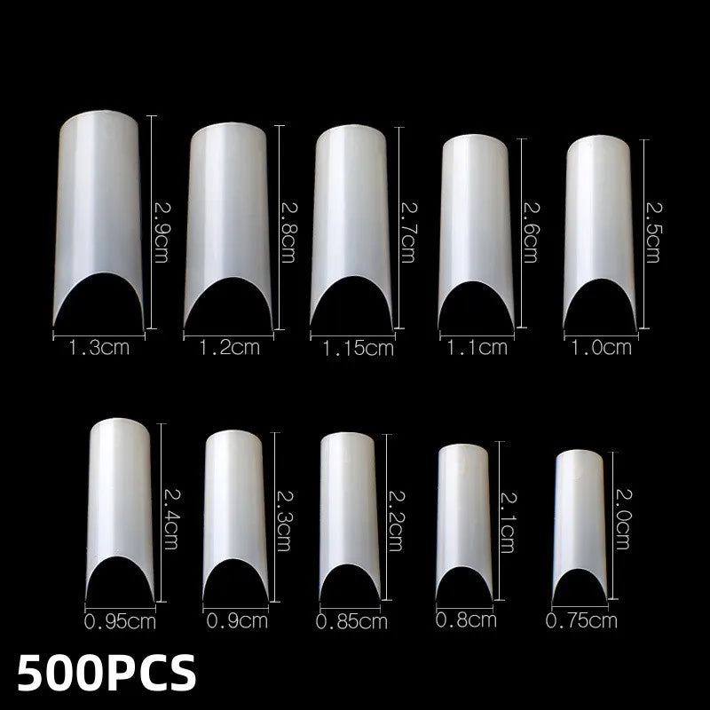 600Pcs Extra Long Hawk Curved Nail Tips Half Cover Eagle Claw Curve False Nails Extension 10 Sizes Bag Packaging for Art Salon *