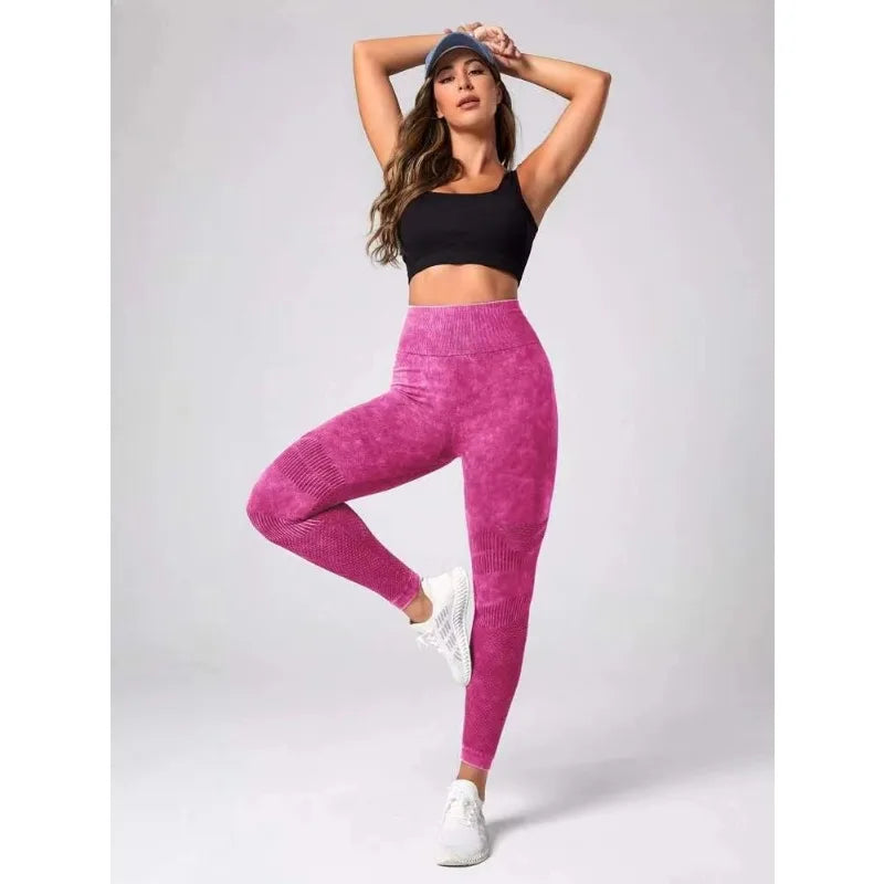 Hollow Out Leggings Women Seamless Slim Tights Frosted Water Washing Fitness Pants High Waist Hip Liftting Stretchy Yoga Pants.