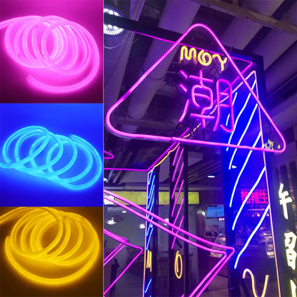 220V Neon LED Strip Light 360 Degree Round Tube Red/Green/Blue/Warm White Flexible Rope 120Leds/m Waterproof EU Plug Home Decor.