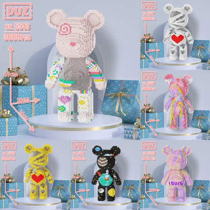 Oversized Violents Bear Building Blocks Assembled Toys DIY Adult Educational Children's Toys Birthday Gift Model Dolls Toys.