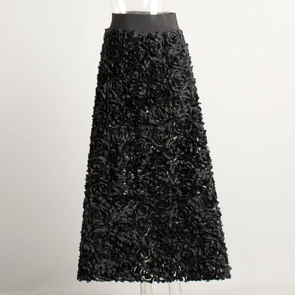 Bornladies Winter Red Fashion Long Petal Skirt Women's Design Inspired Evening Gown Elegant Lady Unique High Waisted Skirt