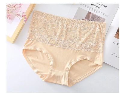 3pcs Women's Panties High Waist Underwear Large Size Fashion Girls Briefs Cow Milk Silk Breathable Lace Panty Female Lingerie.