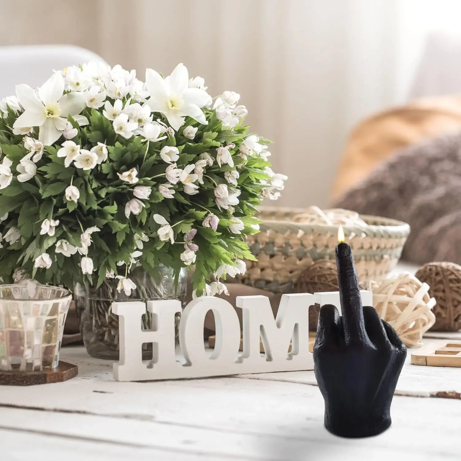 Finger Scented Candle Room Decor Aesthetic Fragrance Soy Wax Aromatherapy Hand Gesture Candles Desk Statues Sculpture Decor.