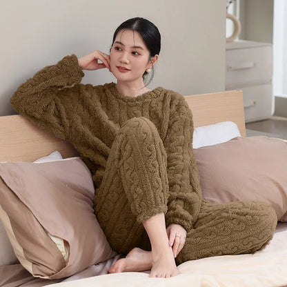 Korallen Samt Neue Warme Pyjamas Homewear Anzug Japanische und Koreanische frauen Herbst und Winter Verdickte Lose Pyjamas Homewear Anzug