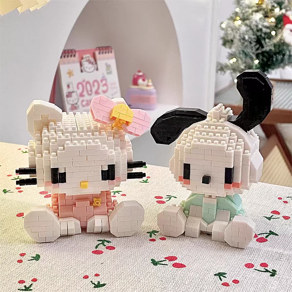 KEEPPLEY Sanrio Anime Hello Kitty My Melody Cinnamoroll Pompompurin Kuromi Building Blocks Girl Kid Holiday Christmas Gift.