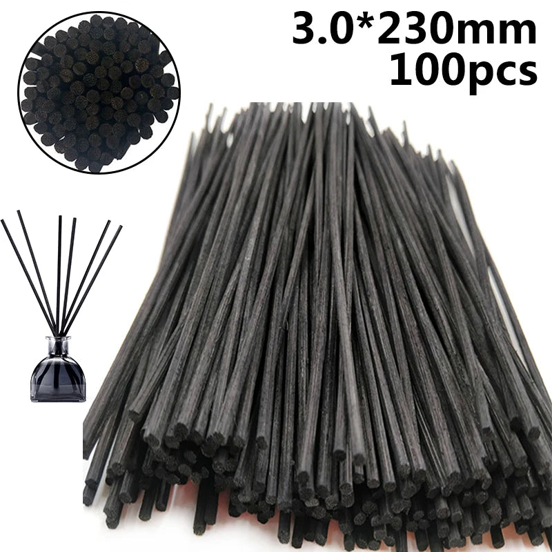 100pcs/Set 3.0x230mm Reed Stick Black Rattan Home Fragrance Diffuser Aroma Scent Oils And Accessories Room Freshener.