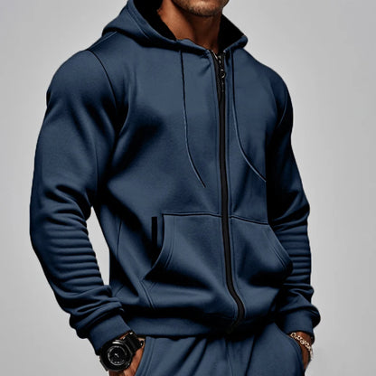 Men's Comfortable Thick Hooded Sweatshirt, Zipper Sports Shirt, Long Sleeved Sweatshirt, Autumn and Winter Season.